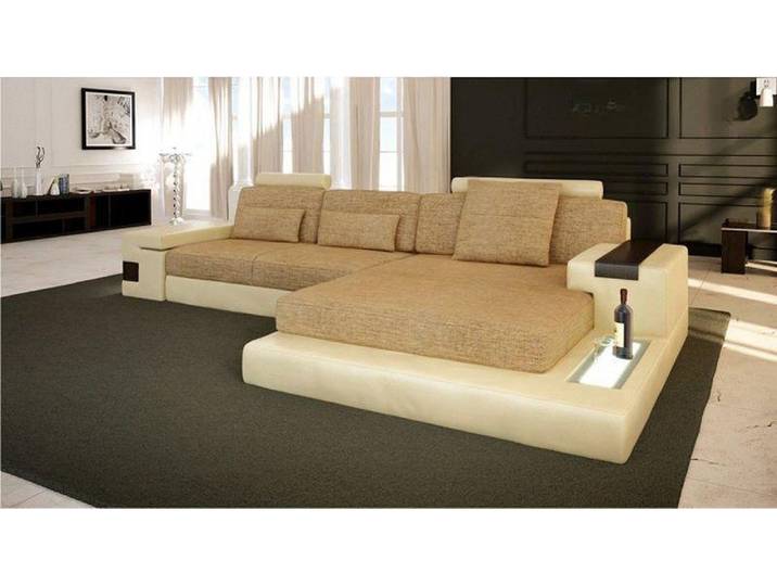 JVmoebel Ecksofa Modernes gepolstertes Textilsofa in hochwertigem Echtleder, Made in Europa