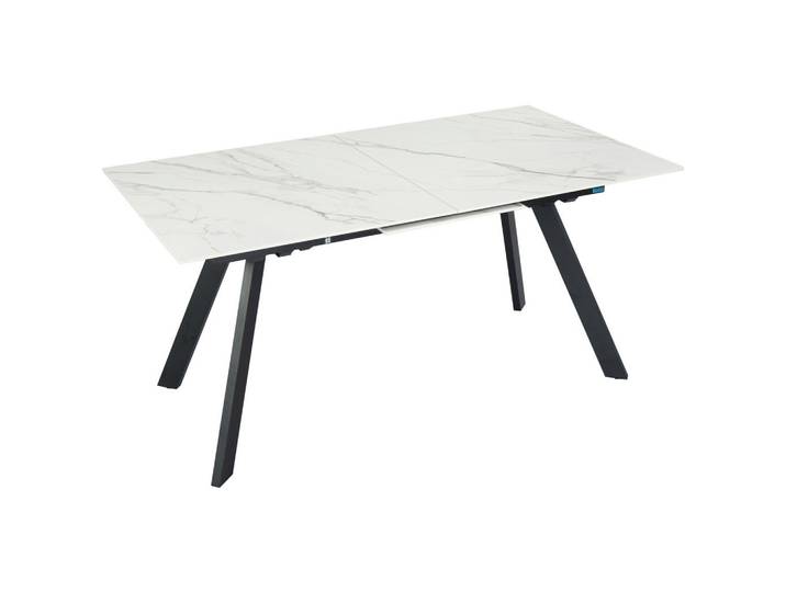 Novel Esstisch, Schwarz, Weiß, Metall, Keramik, rechteckig, eckig, 90x76x160-204.5 cm, ausziehbar, Esszimmer, Tische, Esstische, Esstische ausziehbar