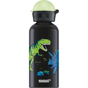 SIGG Trinkflasche KBT Glow In The Dark, Dinosaurs, aus Aluminium, schwarz, Klappdeckel & Sportverschluss, 400 ml