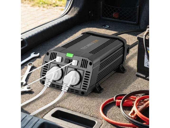 Wechselrichter, 12 auf 230 Volt, 2x 5V USB-Anschlüsse mit max. 3,1A (in Summe)