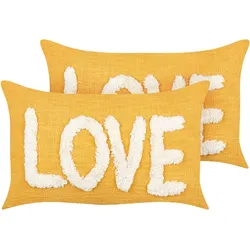 DEKOKISSEN 2er-Set Gelb 30/50 cm Love
