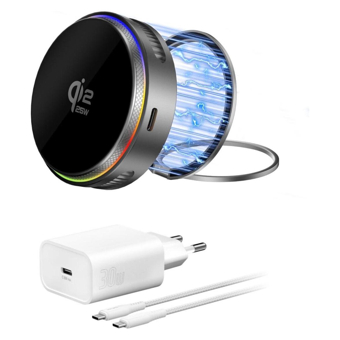 4smarts Qi2 25W / MagSafe Ladegerät-Set mit Kühlung RGB (25 W) (4S541761)