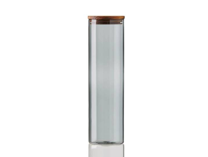 Aida Bocal en verre avec couvercle en bois Raw fumé grand