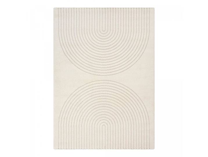Tapis grand salon, motif moderne et design ton sur ton, crème 240x340