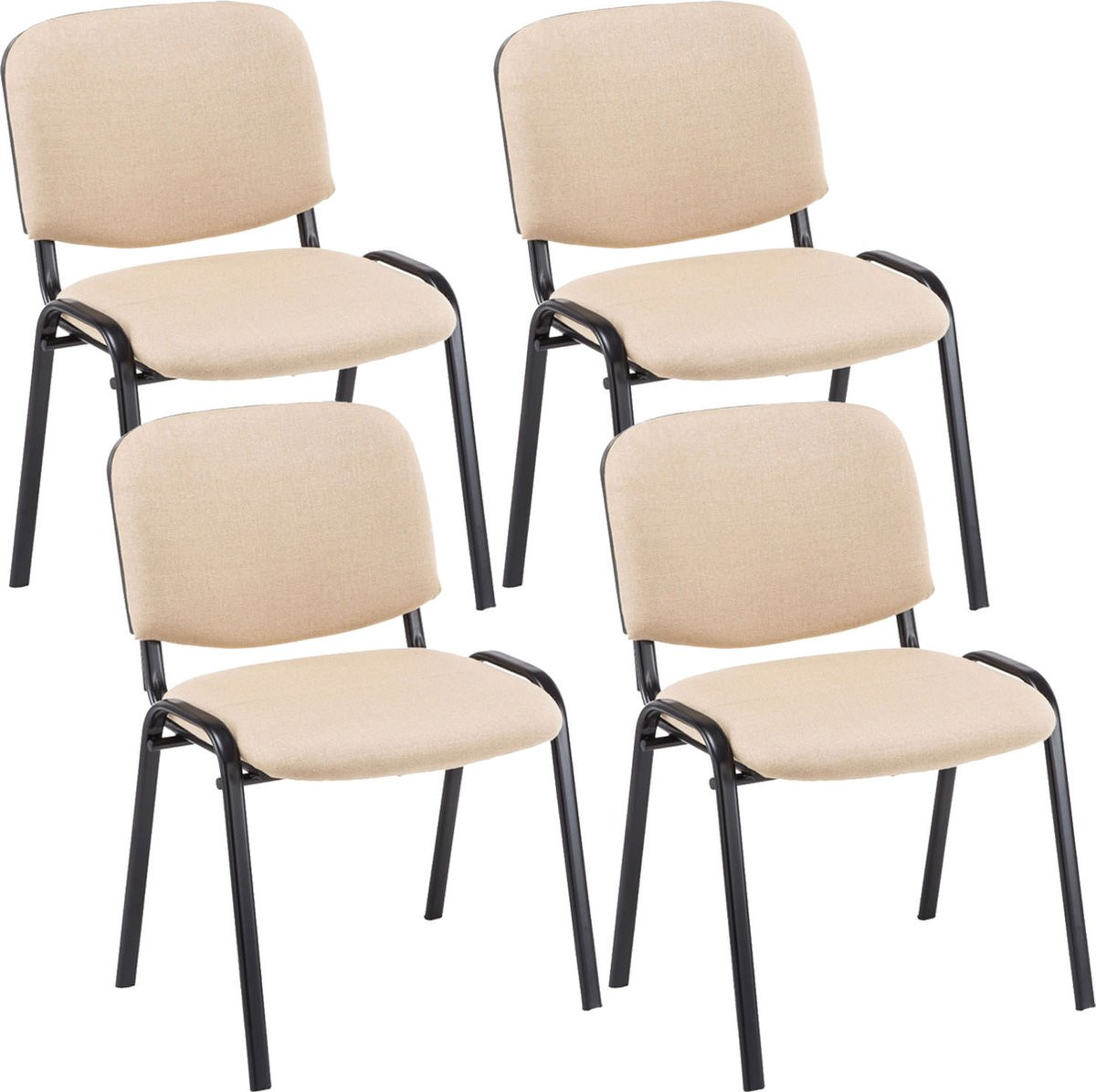 CLP Ken Set van 4 stapelbare bezoekersstoelen - Stof - Creme