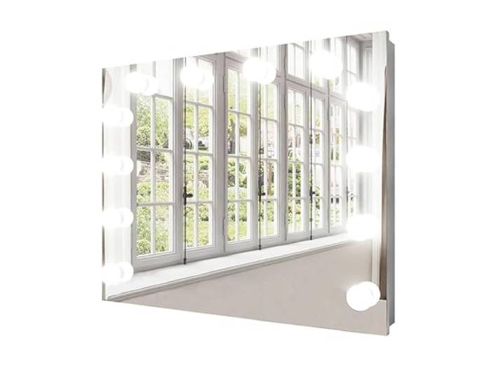 Lookway Spiegel ESCADO Elite LED mit 12 Glühbirnen – Elegantes Design in Weiß oder Schwarz, Perfekte Beleuchtung für Make-up und Schminktisch (Weiß)