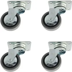 MS Beschläge Lenkrollen 4er Set ø 60 mm mit Anschraubplatte Hartgummirollen Möbelrollen