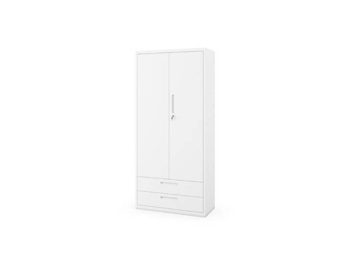 JAN NOWAK Armoire de bureau haute en métal avec double tiroir MEGAN Blanche 195x90x40 cm