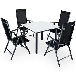 Garten-Sitzgruppe Bern 5-tlg Anthrazit Alu Milchglas