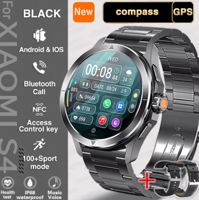 Inspire Picks S4 Ultra Smartwatch AMOLED HD GPS Fitness Watch With Bluetooth Calling black Steel 2a for Xiaomi S4 Ultra