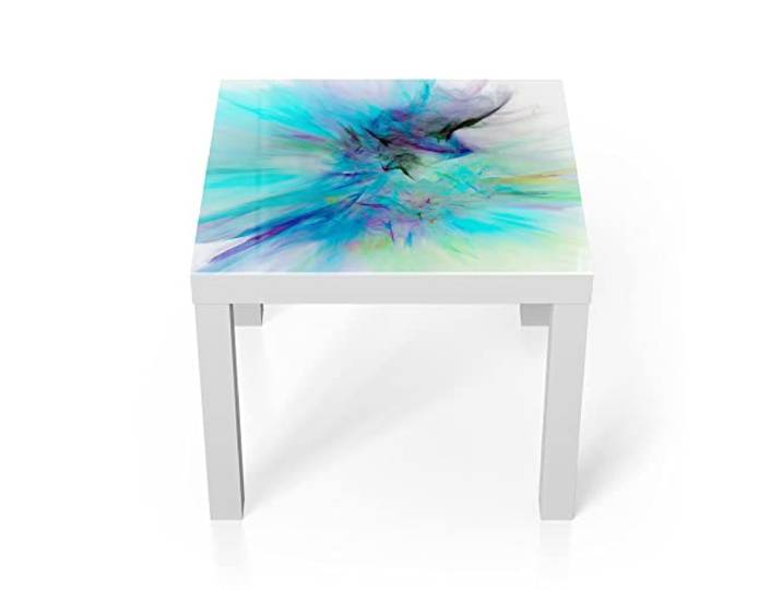 DEQORI Glastisch weiß klein 55x55 cm Motiv Supernova der Farben ausgefallener Beistelltisch aus Glas Hochglanz Couchtisch fürs Wohnzimmer moderner Couch Tisch mit Design