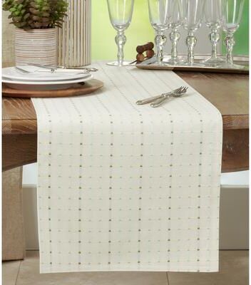 Saro Lifestyle Square Stitched Dotted Table Runner