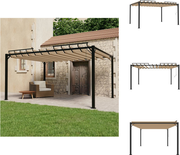 vidaXL Pavillon mit Lamellendach 3x4 m Taupe Stoff und Aluminium - Pavillons & Partyzelte