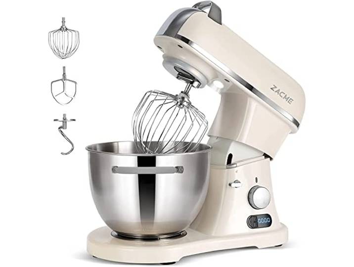 ZACME Profi Küchenmaschine Knetmaschine Aluminiumgussgehäuse(1500W),7L Edelstahlschüssel Teigmaschine mit LED-Touchscreen,Geräuscharme Rührmaschine,3 Rühraufsätze und Spritzschutz,11 Geschwindigkeit