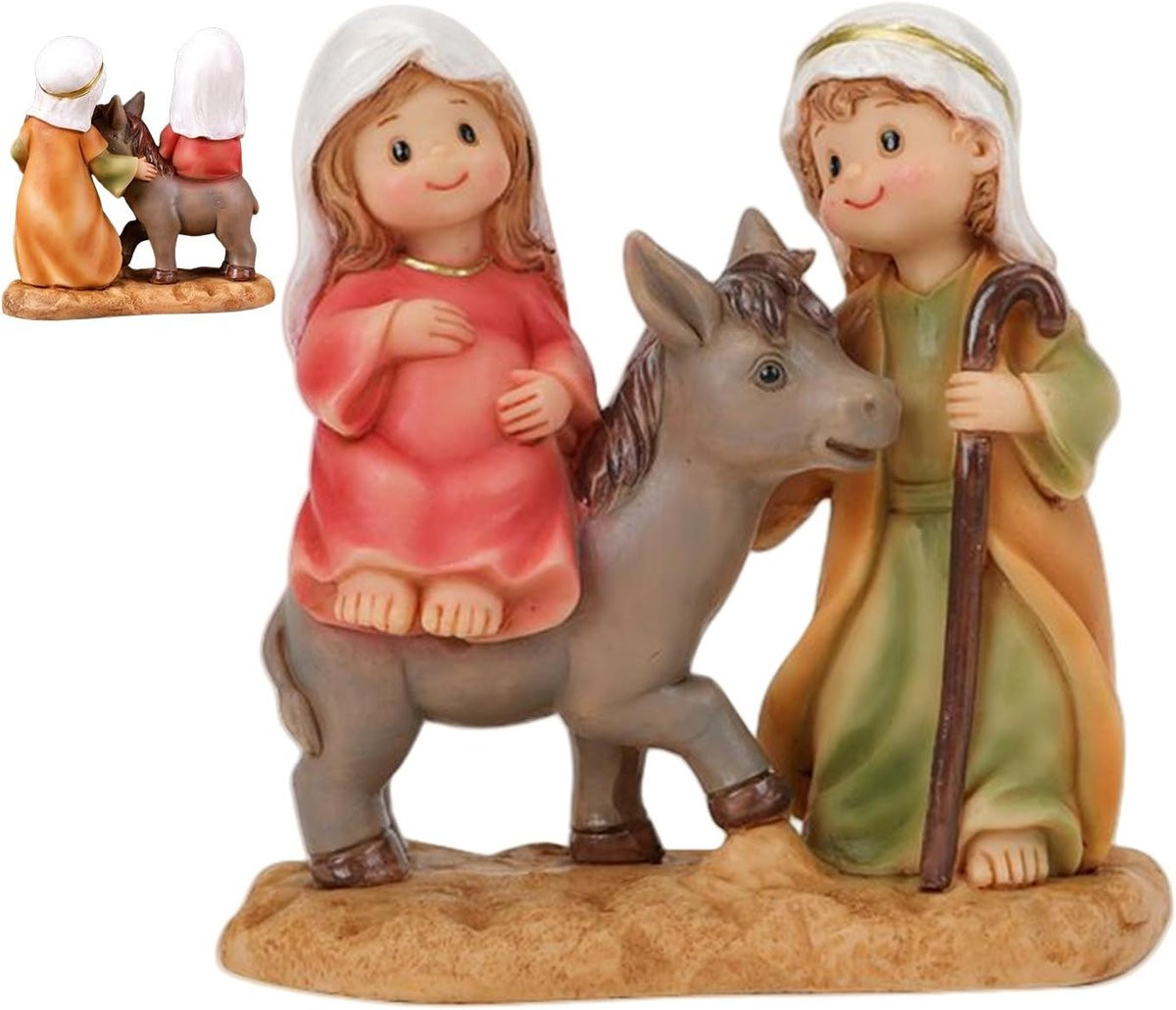 Heilige Familie Beeld - Religieus Sculptuur in Cartoon Stijl - Hoogte: 20 cm