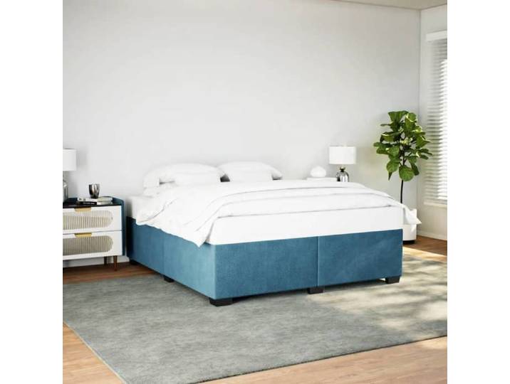 Cadre de lit bleu 200x200 cm velours sommier cadre de lit plateforme cadre de lit rembourré meuble de chambre à 3284659
