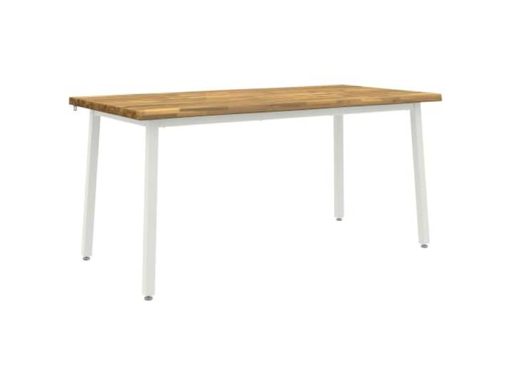 vidaXL Live Edge Esstisch 160 x 90 x 75 cm Massivholz Akazie Weiß Langlebiges und stylisches Oberflächenmaterial, Bietet stabilen Halt und Sicherheit, Klare Linien und wenig Schnickschnack