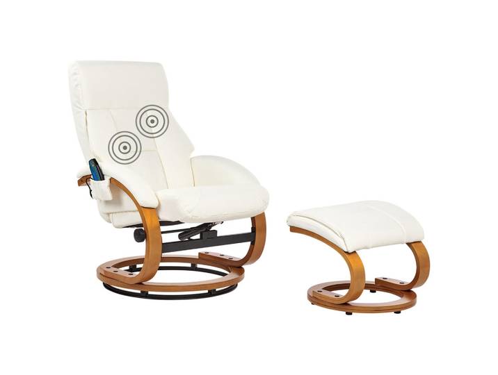Beliani Massagestuhl Weiß Force, Weiß, Braun, Kunststoff, 55x100x80 cm, Wohnzimmer, Sessel, Massagesessel