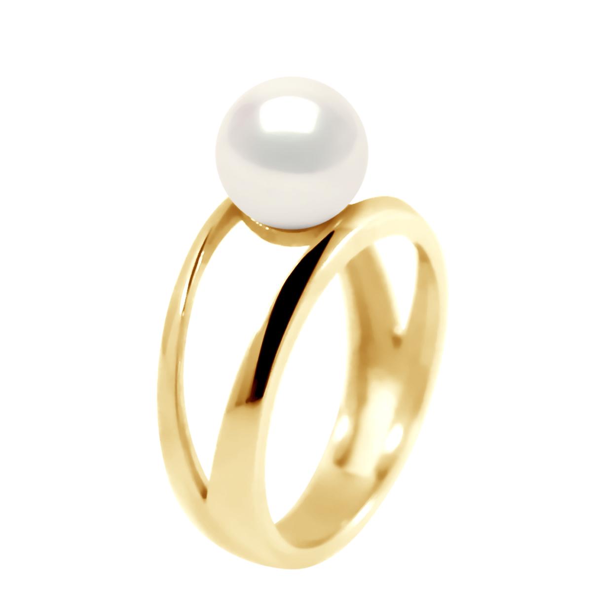 DIADEMA - Ring in Gelbgold - Echte Süßwasserperlen