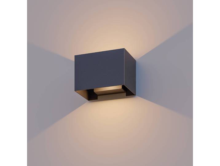 Calex LED Außenwandleuchte Rectangle, schwarz, Aluminium, Modern, Wandlampe