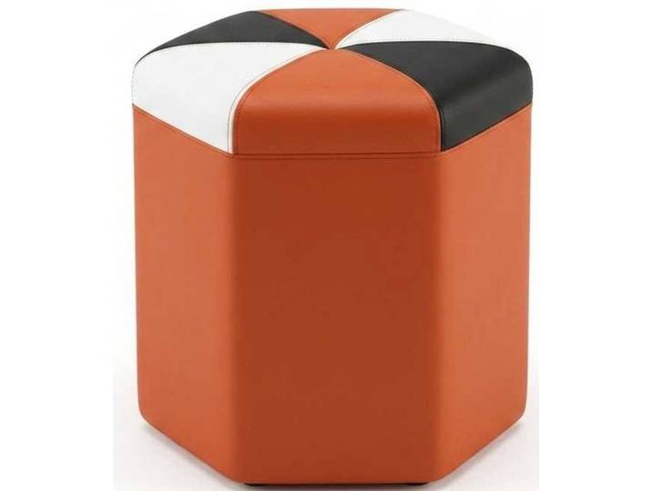 JVmoebel Hocker Moderner Oranger Hocker Kunstleder Holz Patchwork Sitzwürfel Wohnraum (1 St., 1-tlg)