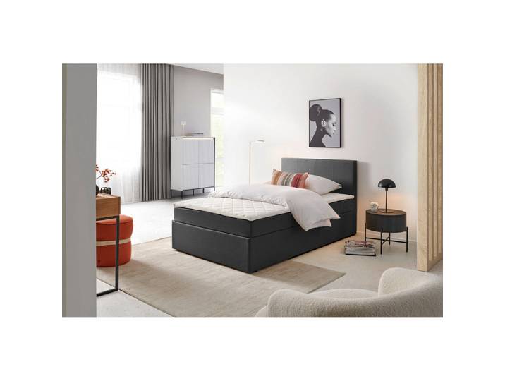 P & B Boxbett, Grau, Kunststoff, H2, Höhe ca. 17 cm, 120x200 cm, Schlafzimmer, Betten, Boxspringbetten