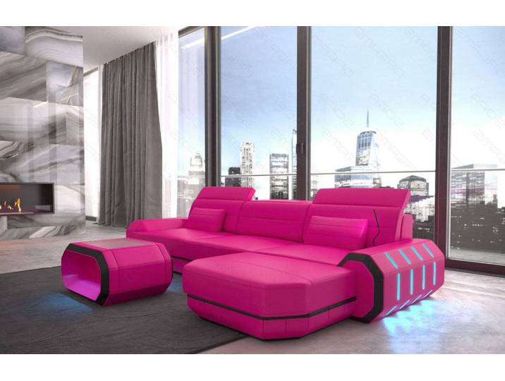 Mini Couch Roma L-Form in Leder