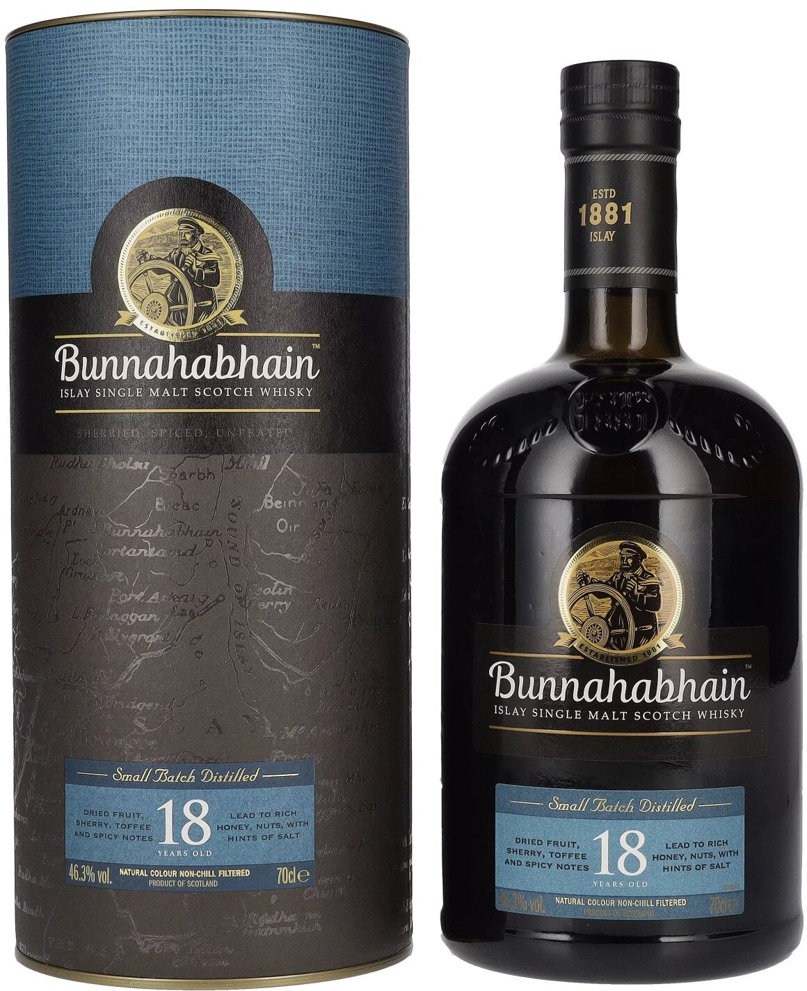 Bunnahabhain 18 Years Old Islay Single Malt Scotch Whisky 46,3% Vol. 0,7l in geschenkverpakking