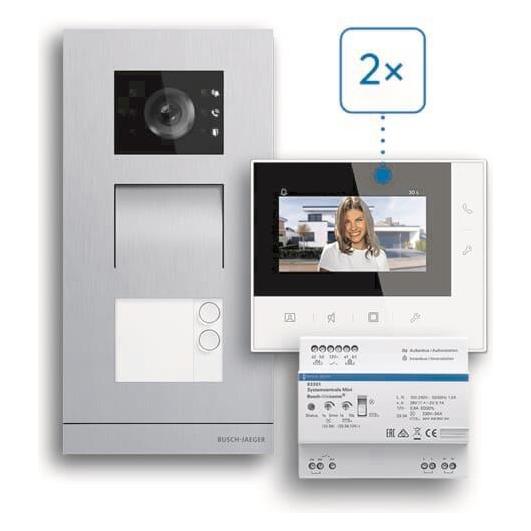 Busch-Jaeger Zweifamilienhaus-Set 83-2FHB/SET Video Basic Welcome 2-Draht AP (Drahtgebunden) (2CKA008300A1461)