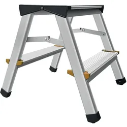 HP Autozubehör, Leiter + Gerüst, Klapptritt Stufen einschl. Plattform 2 Plattformhöhe 390 mm Aluminium mit Anti-Rutsch-Riffelung (Trittleiter, 44 cm)