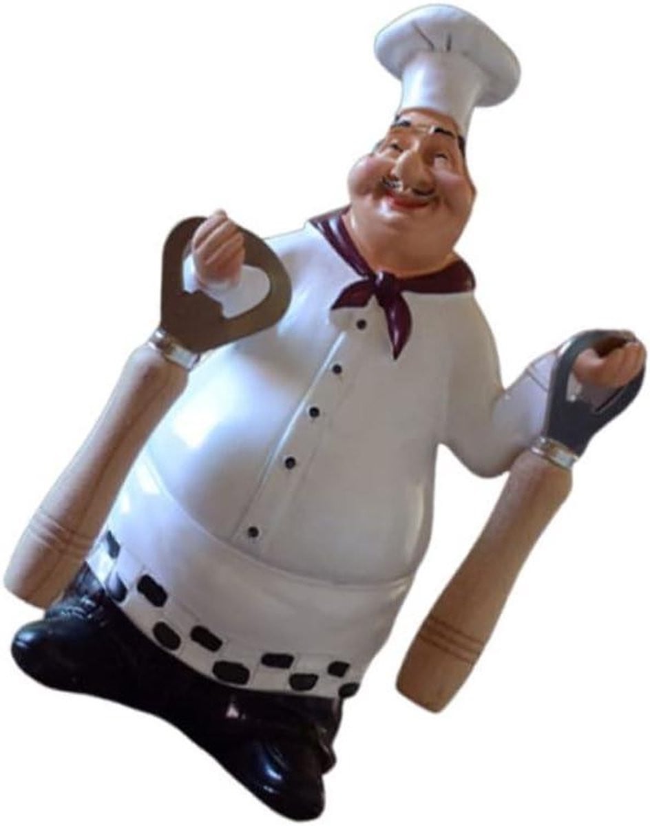 Keuken Chef Beeldje - Grappig Cartoon Ontwerp - Decoratie van Hars voor op het Tafelblad
