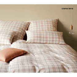 Elegante Soft-Flanell Bettwäsche Livingston - 155x220 cm + 40x80 cm	creme-terra