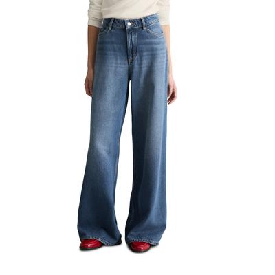 Weite Jeans MARC O'POLO DENIM "aus fließendem Lyocell-Mix", Damen, Gr. 29, Länge 32, medium blau, Obermaterial: 80% Lyocell, 20% Baumwolle, unifarben, normal, Jeans