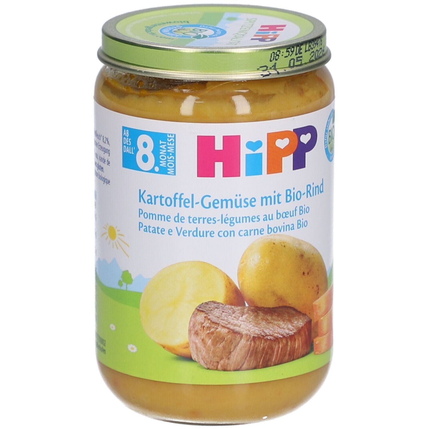 HiPP Gemüsekartoffeln Bio-Rindfleisch ab 8 Monaten x4 4x220 g Brei