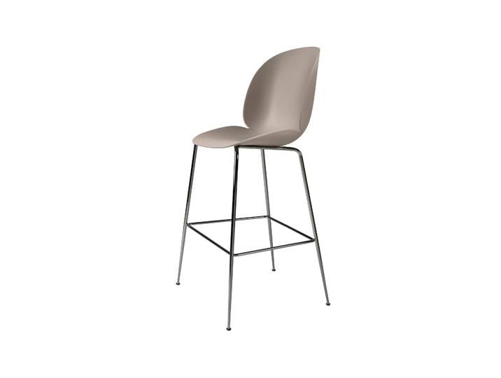 GUBI Beetle Barhocker hoch New beige, Schwarzverchromtes Stahlgestell
