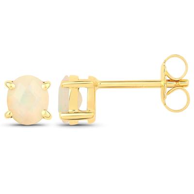 Paar Ohrstecker VIRA JEWELS "925-Sterling Silber vergoldet Glänzend Opal", gelb (gelb, weiß), Ohrringe, Damen, one-size, 0,7, Silber 925 (Sterlingsilber)