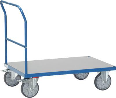 Plattformwagen fetra®, Schiebebügel, Lenk- & Bockrollen, bis 600 kg, Ladefläche aus Hart-PVC mit L 1200 x B 800 mm