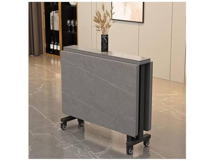 Klappbarer Esstisch Aus Schiefer, Vielseitiger Esstisch Mit 6 Rollen, Klapptisch, Sparsamer Ausziehbarer Küchentisch, Geeignet Für Kleine Räume, Restaurant, (Size:100x60x75cm/39.4x23.6x29.5in,Color:B)