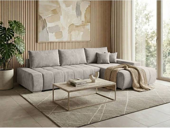 Beautysofa Ecksofa Draco L mit Schlaffunktion, in pflegeleichten Stoffen, Bettkasten