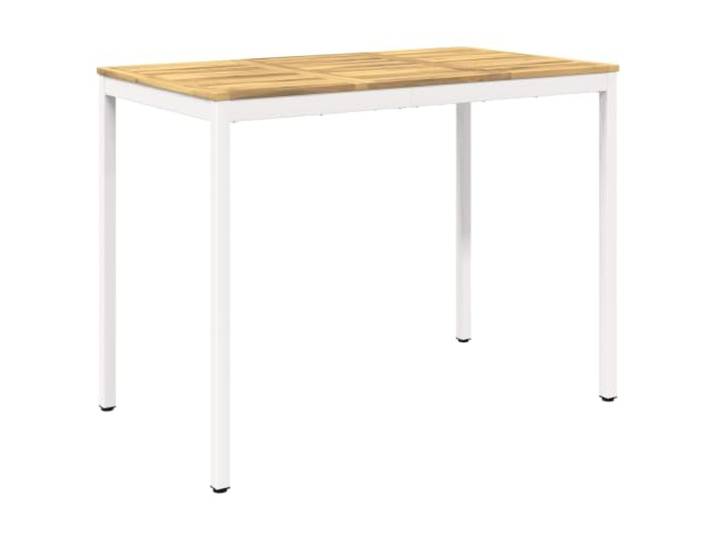 Keeushr Gartenbar-Tisch Weiß 141 x 80,5 x 105 cm Massivholz Akazie Stahlbeine, duale Nutzung als Bar- und Esstisch, natürliche Holzmaserung, leicht zu reinigen