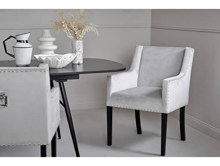 Jahnke SAVIK Kent Chaise de Salle à Manger en Velours Gris argenté/Noir