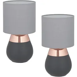 Relaxdays, Tischlampe, Tischlampe mit Stoffschirm 2er Set (E14)