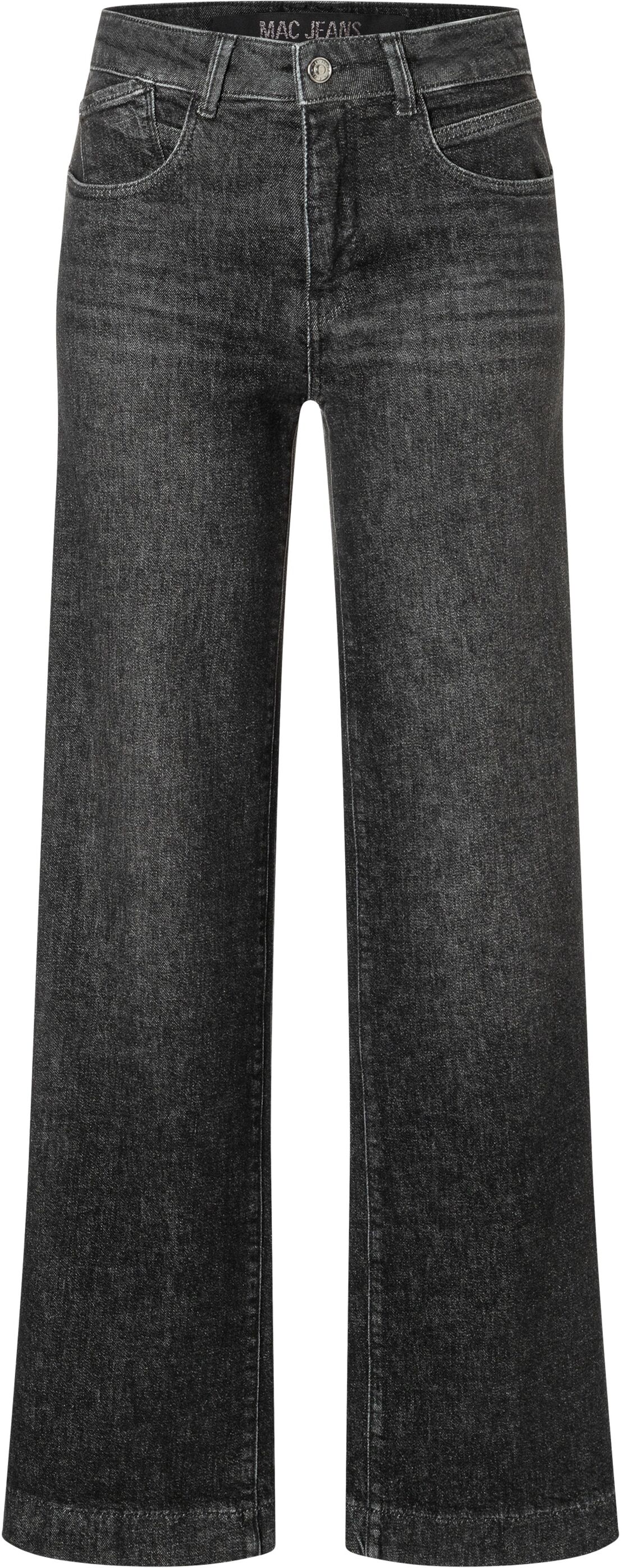 Jerseyhose MAC "Shirt-Hose Palazzo Cropped", Damen, Gr. 34, Länge 30, schwarz (chic schwarz used), Jersey, Obermaterial: 99% Baumwolle, 1% Elasthan, gerade 7/8-Länge, Hosen Jerseyhose chic schwarz used 34, Länge 30
