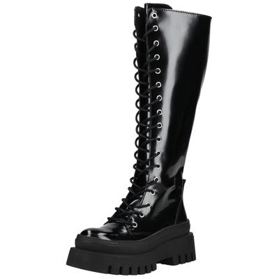 Schnürstiefel STEVE MADDEN "STEVE MADDEN Stiefel Lederimitat", Damen, Gr. 39, schwarz, Lederimitat, Schuhe Schnürstiefel