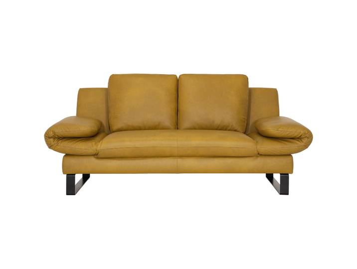 Elegantes Sofa Jarek Leder gelb B 162 cm T 83 cm - Möbel Konfigurator: Traummöbel individuell zusammenstellen - Sofa