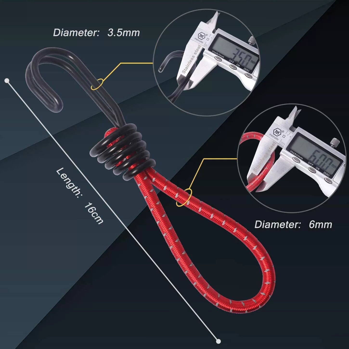 INF Sichern Sie Ihre Ausrüstung mit 15 cm langen Gummiseilen - Doppelhakendesign