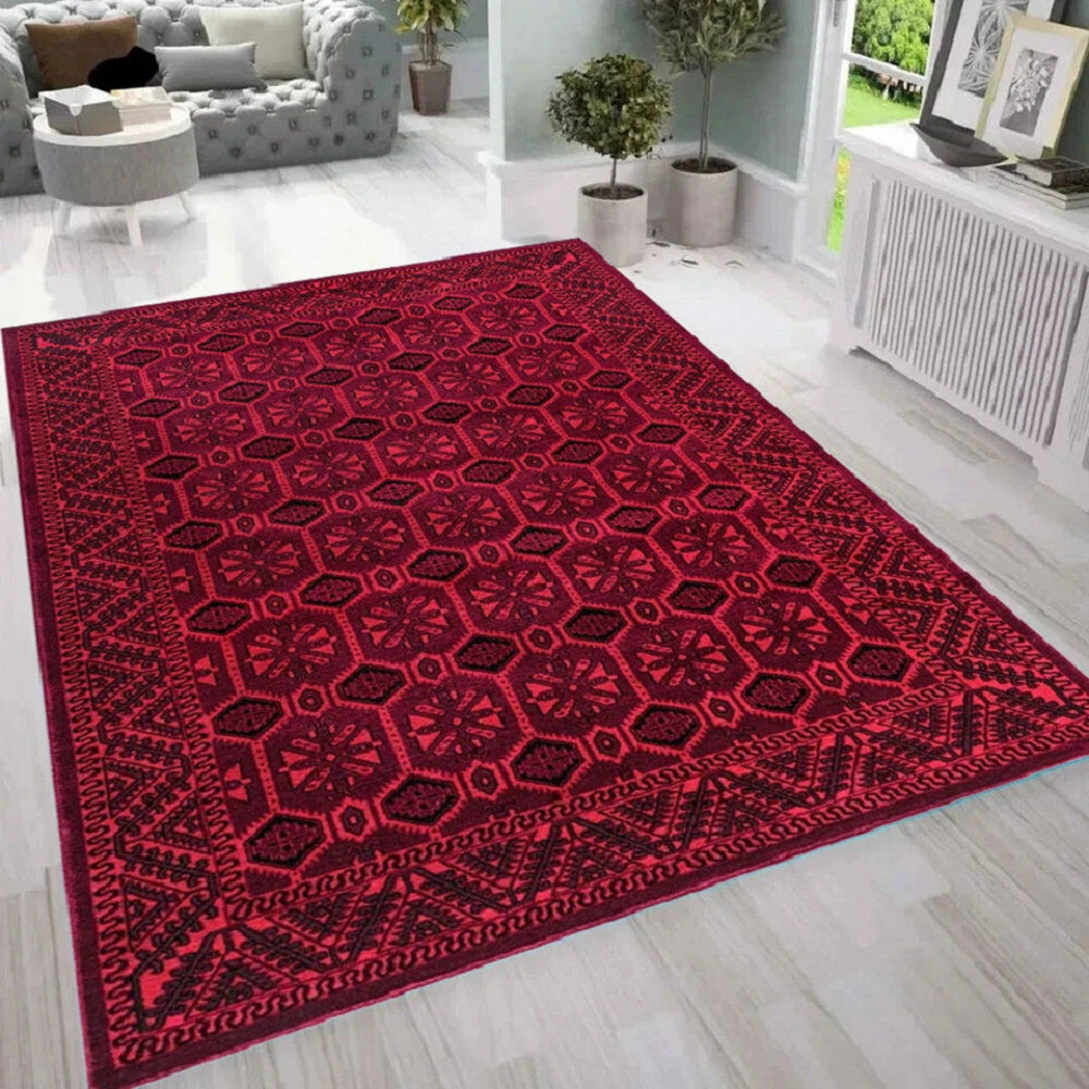 Metro Rectangle Indoor / Outdoor Washable Area Rug Red Round 120 cm