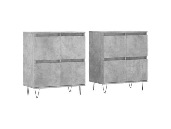 Fisinber Sideboard 2er Set Betongrau 120x35x70cm Kommode Holzwerkstoff Zweiteiliges Anrichte-Set in Beton-Optik für Wohnzimmer und Flur, bietet viel Stauraum und stabile Oberfläche.