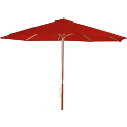 Sonnenschirm Lissabon, Gartenschirm Marktschirm, Ø 3m Polyester/Holz ~ rot