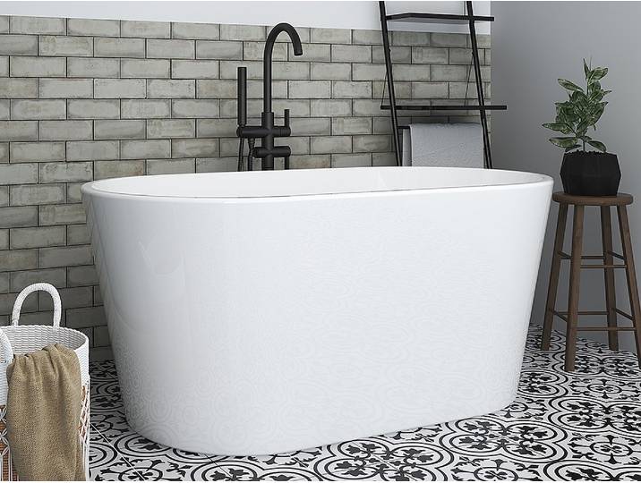 Baignoire îlot ovale - L130 x H58 x P71 cm - Acrylique - Blanche - 180 L - APOGON